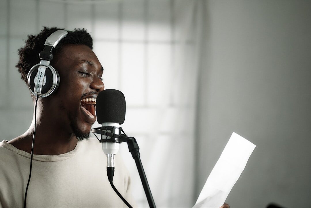 professional interviewer with microphone