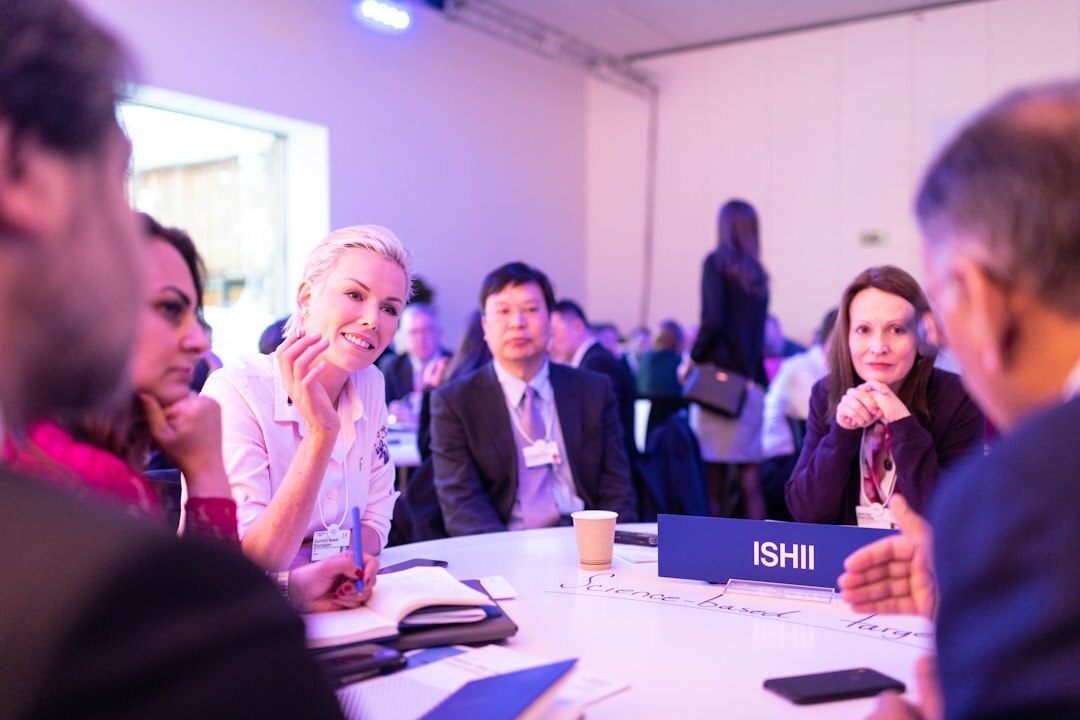 group of media professionals networking